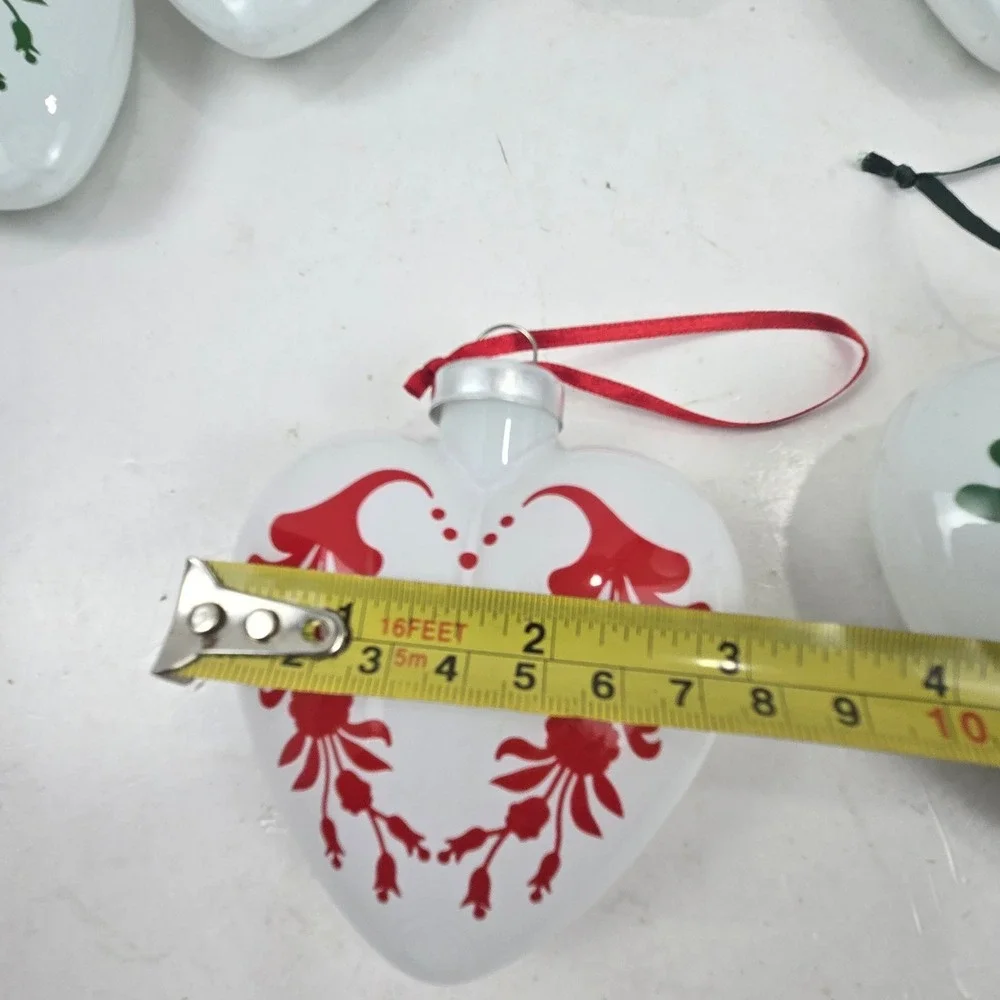 Lot of 11 IKEA KOTTE VINTERFEST Heart Glass Christmas Ornaments Scandinavian 3